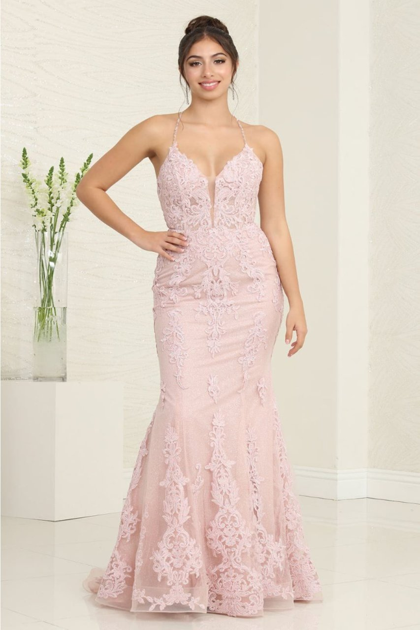 Royal Queen RQ8054 Sleeveless Glitter Mermaid Gala Gown - ROSE GOLD / 4 - Dress