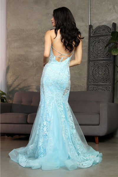 Royal Queen RQ8056 High Slit Sequin Floral Mermaid Prom Evening Dress - Dress