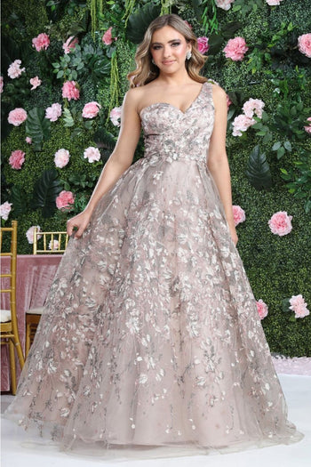 Royal Queen RQ8057 Sleeveless Mother of the Bride A-line Gown - MOCHA / 4 - Dress