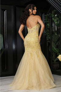 Royal Queen RQ8059 Sleeveless Embroidered Applique Sequin Gala Dress - Dress