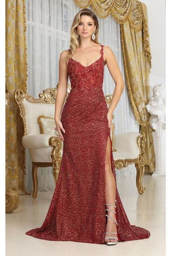 Royal Queen RQ8067 Cut Out Back Slit Sheer Bodice Formal Prom Dress - Dress