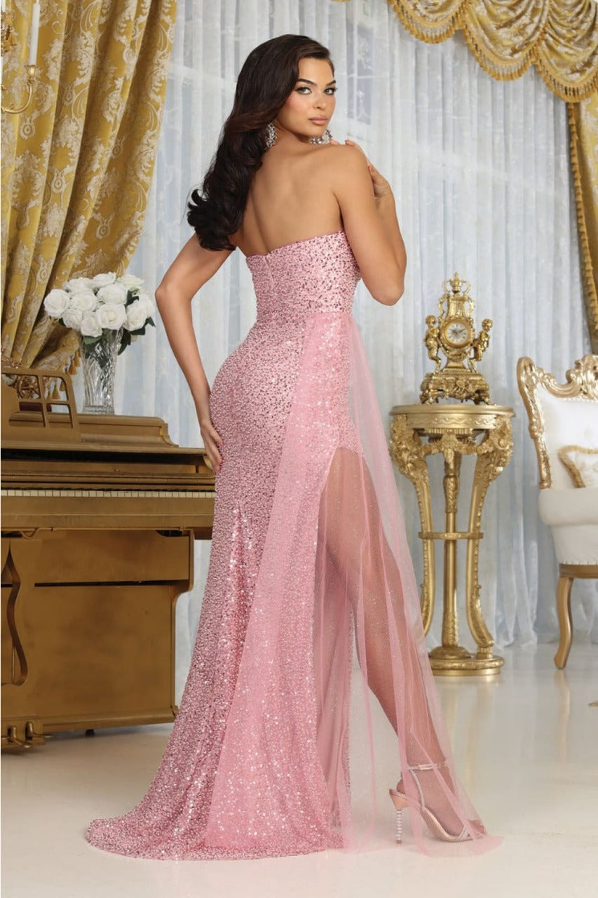 Royal Queen RQ8068 Strapless Sequin Fitted Evening Gown - Dress