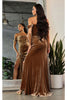 Royal Queen RQ8069 Off Shoulder Velvet Slit Prom Sexy Long Dress - Dress