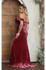 Royal Queen RQ8069 Off Shoulder Velvet Slit Prom Sexy Long Dress - Dress