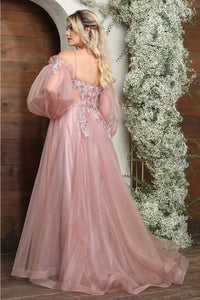 Royal Queen RQ8073 Tulle Sweetheart Sheer Bodice Prom Gown - Dress