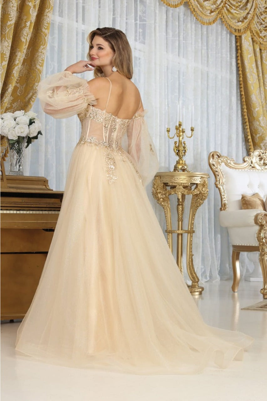 Royal Queen RQ8073 Tulle Sweetheart Sheer Bodice Prom Gown - Dress