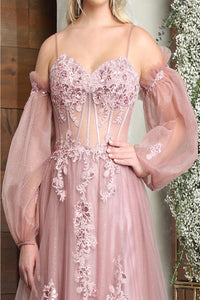 Royal Queen RQ8073 Tulle Sweetheart Sheer Bodice Prom Gown - Dress