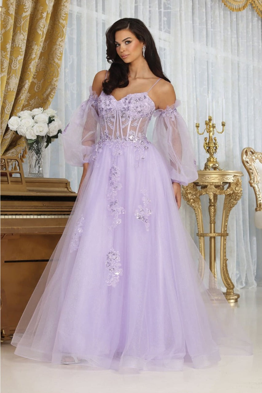 Royal Queen RQ8073 Tulle Sweetheart Sheer Bodice Prom Gown - LILAC / 4 - Dress