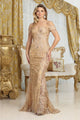 Royal Queen RQ8074 Sweetheart Lace Applique Evening Dress - GOLD / 4 - Dress