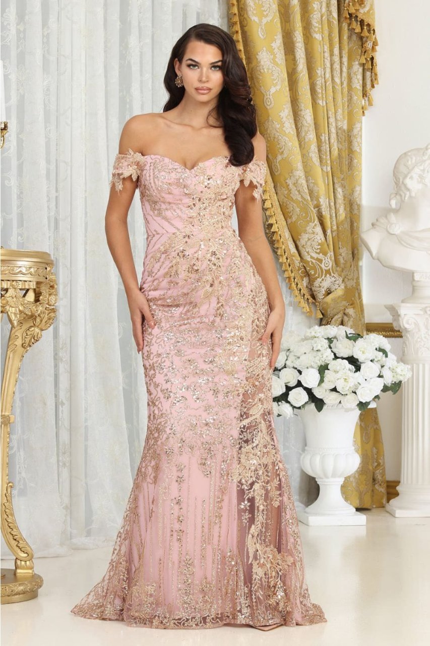 Royal Queen RQ8074 Sweetheart Lace Applique Evening Dress - ROSE GOLD / 4 - Dress