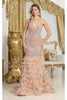 Royal Queen RQ8076 V-neck Sequins Feathers Special Occasion Gown - Dress