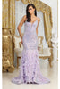 Royal Queen RQ8076 V-neck Sequins Feathers Special Occasion Gown - Dress