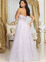 Royal Queen RQ8077 Embellished Corset Prom Sheer Sequin Gown