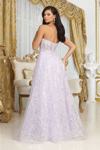 Royal Queen RQ8077 Embellished Corset Prom Sheer Sequin Gown - Dress