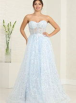 Royal Queen RQ8077 Embellished Corset Prom Sheer Sequin Gown