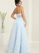 Royal Queen RQ8077 Embellished Corset Prom Sheer Sequin Gown