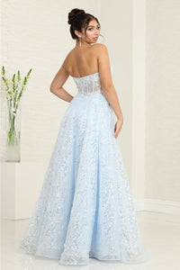 Royal Queen RQ8077 Embellished Corset Prom Sheer Sequin Gown - Dress