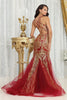 Royal Queen RQ8079 Deep V-Neck Beaded Sequin Prom Formal Gown - Dress