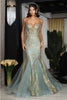 Royal Queen RQ8079 Deep V-Neck Beaded Sequin Prom Formal Gown - SAGE/GOLD / 4 - Dress