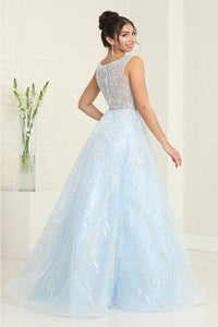 Royal Queen RQ8081 A-Line illusion Bodice Scoop Neck Gala Gown - Dress