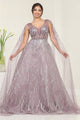 Royal Queen RQ8082 Plunging V-Neck Beaded Mauve Pageant Gown - MAUVE / 4 - Dress