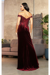 Royal Queen RQ8085 Semi Sweetheart High Slit Velvet Pageant Gown - Dress