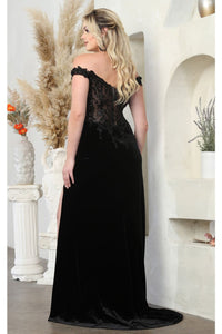 Royal Queen RQ8085 Semi Sweetheart High Slit Velvet Pageant Gown - Dress