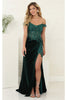 Royal Queen RQ8085 Semi Sweetheart High Slit Velvet Pageant Gown - Dress