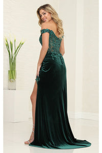 Royal Queen RQ8085 Semi Sweetheart High Slit Velvet Pageant Gown - Dress