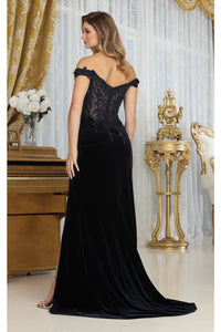 Royal Queen RQ8085 Semi Sweetheart High Slit Velvet Pageant Gown - Dress