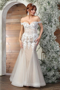 Royal Queen RQ8086 Sweetheart Lace Mermaid Fitted Wedding Gown - IVORY/NUDE / 4 - Dress