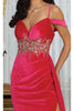 Royal Queen RQ8087 V-neck Spaghetti Straps Slit Velvet Prom Dress - Dress