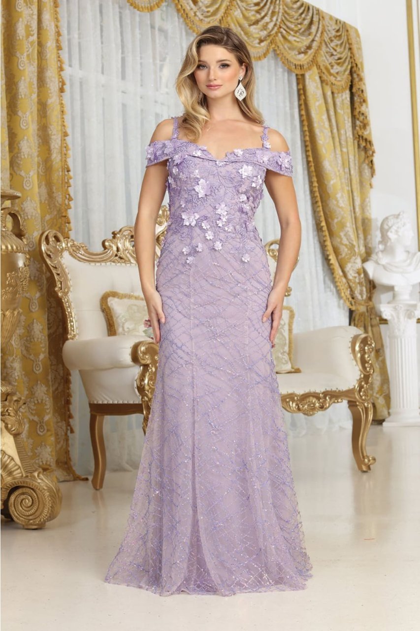 Royal Queen RQ8088 Fitted 3D Floral Mermaid Formal Long Gown - LILAC / 4 - Dress