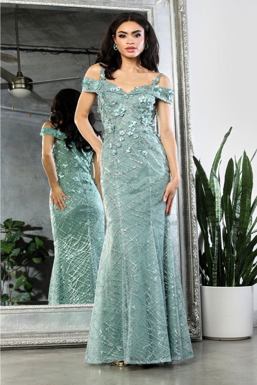 Royal Queen RQ8088 Fitted 3D Floral Mermaid Formal Long Gown - SAGE / 4 - Dress