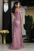 Royal Queen RQ8092 Feather Accent Beaded Red Carpet Long Gown - Dress