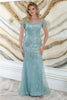 Royal Queen RQ8092 Feather Accent Beaded Red Carpet Long Gown - SAGE / 6 - Dress