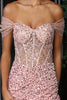 Royal Queen RQ8095 Off-Shoulder Corset Bodice Sequin Red Carpet Dress - Dress