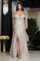 Royal Queen RQ8100 Jeweled Lace Appliqued Tulle Formal Gown - CHAMP/SILVER / 4 - Dress