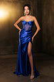 Royal Queen RQ8104 Draped Embellished High Slit Prom Evening Dress - ROYAL / 2 - Dress