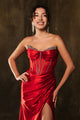 Royal Queen RQ8104 Draped Embellished High Slit Prom Evening Dress - Dress