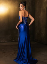 Royal Queen RQ8104 Draped Embellished High Slit Prom Evening Dress