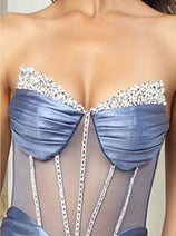 Royal Queen RQ8104 Draped Embellished High Slit Prom Evening Dress