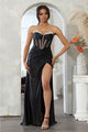 Royal Queen RQ8104 Draped Embellished High Slit Prom Evening Dress - BLACK / 2 - Dress