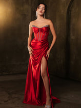 Royal Queen RQ8104 Draped Embellished High Slit Prom Evening Dress