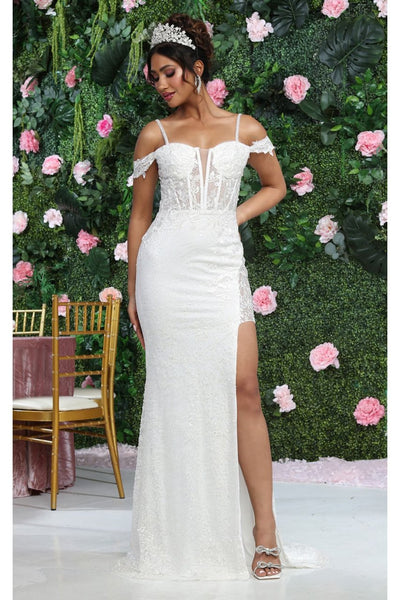 Royal Queen RQ8107 Beaded Applique Prom Dress with Elegant Glamour - Ivory / 4 - Dress