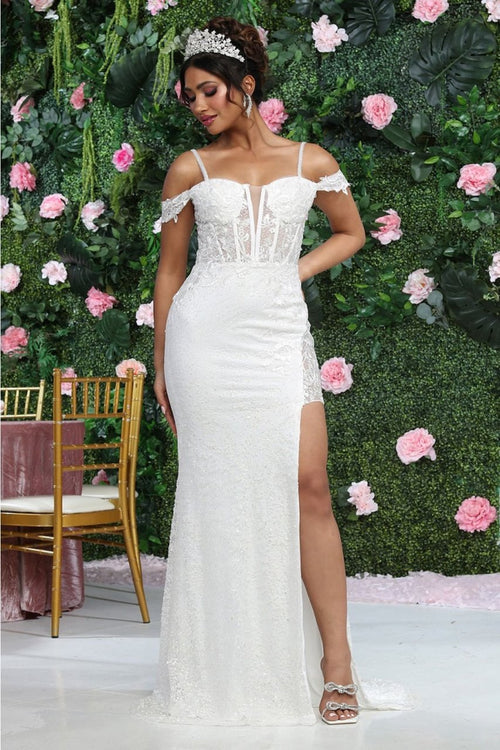 Royal Queen RQ8107 Ivory Beaded Applique Bridal Prom Dress Elegance
