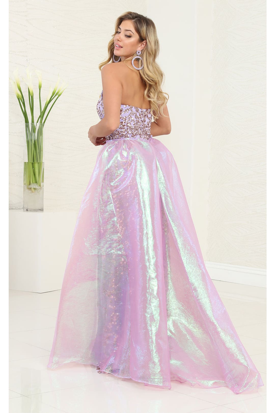 Royal Queen RQ8117 Lilac Sequin Evening Dress with Detachable Skirt - Dress