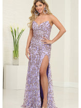 Royal Queen RQ8117 Lilac Sequin Evening Dress with Detachable Skirt