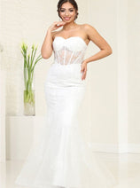 Royal Queen RQ8118 Ivory Floral Strapless Mermaid Wedding Gown
