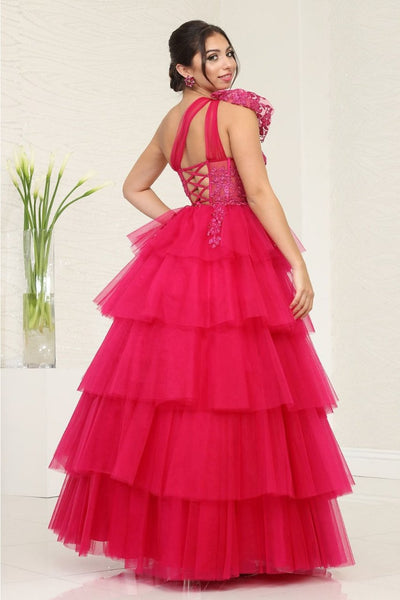 Royal Queen RQ8119-Dramatic Layered Ruffle Asymmetric Tulle Gala Gown